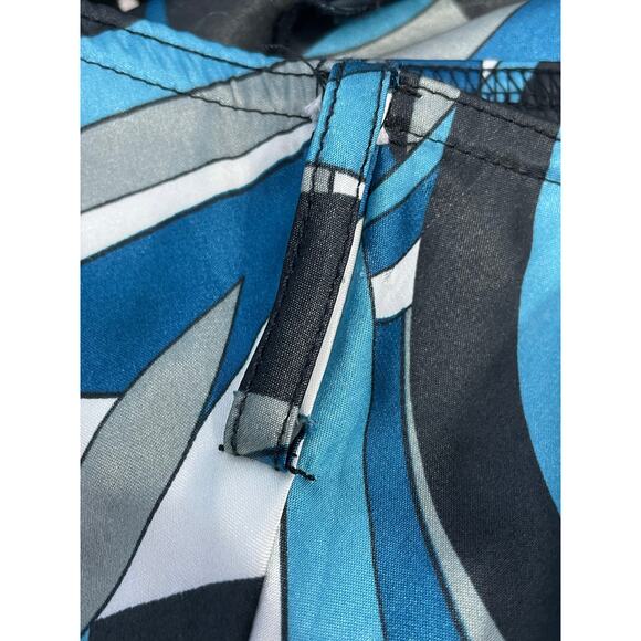 Y2K Wrapper Skirt Large Blue Satin Indie Abstract Flare Retro Glam Festival - Picture 6 of 6